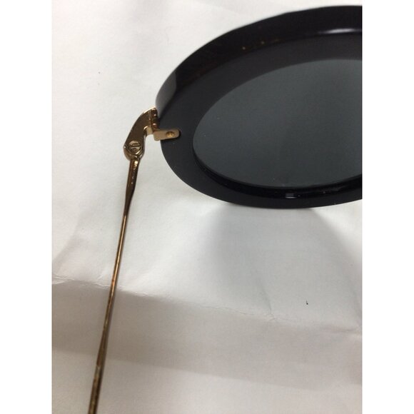 Miu Miu Round Black Sunglasses Made In Italy Gold Metal Arms CE UV Protection - Picture 10 of 15